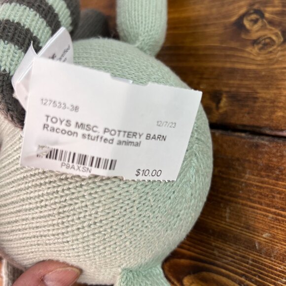 Pottery Barn Modern Baby Knit Raccoon Stuffed Animal Plush Toy 15” Tall - Picture 4 of 11